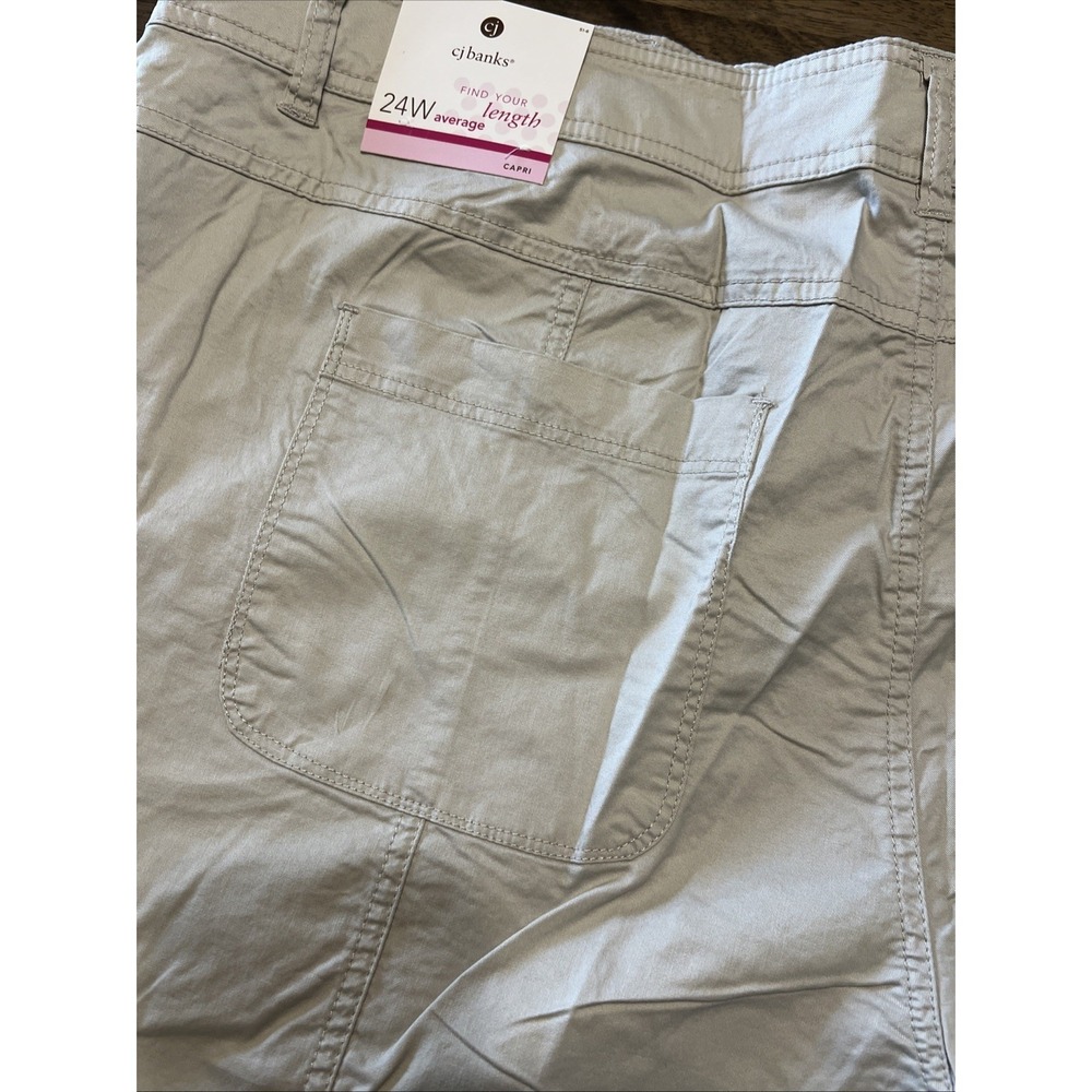 Cj Banks Khaki Capri 24 W New With Tags Light Weight Breathable - Picture 8 of 9